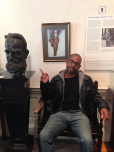 Me in front of the George Bernard Shaw display at the museum of writers in Dublin.